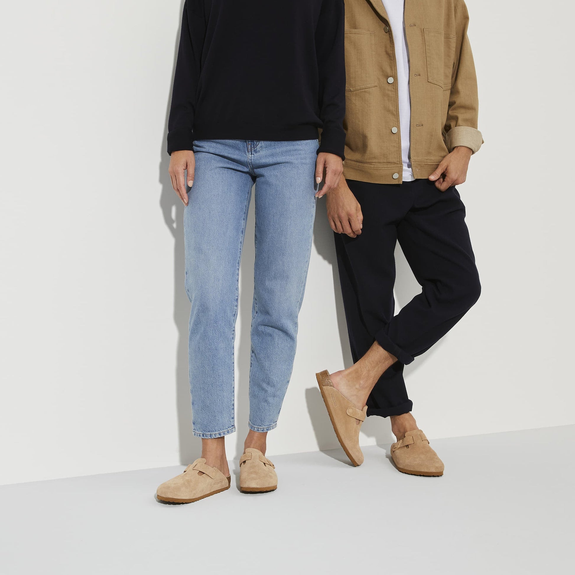 Birkenstock Suede Comfort Clogs in Sandy Beige