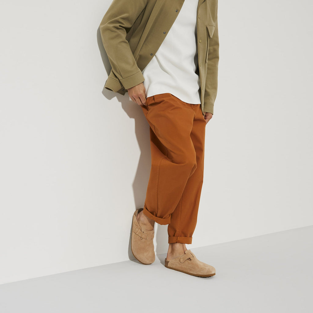 Birkenstock Suede Comfort Clogs in Sandy Beige