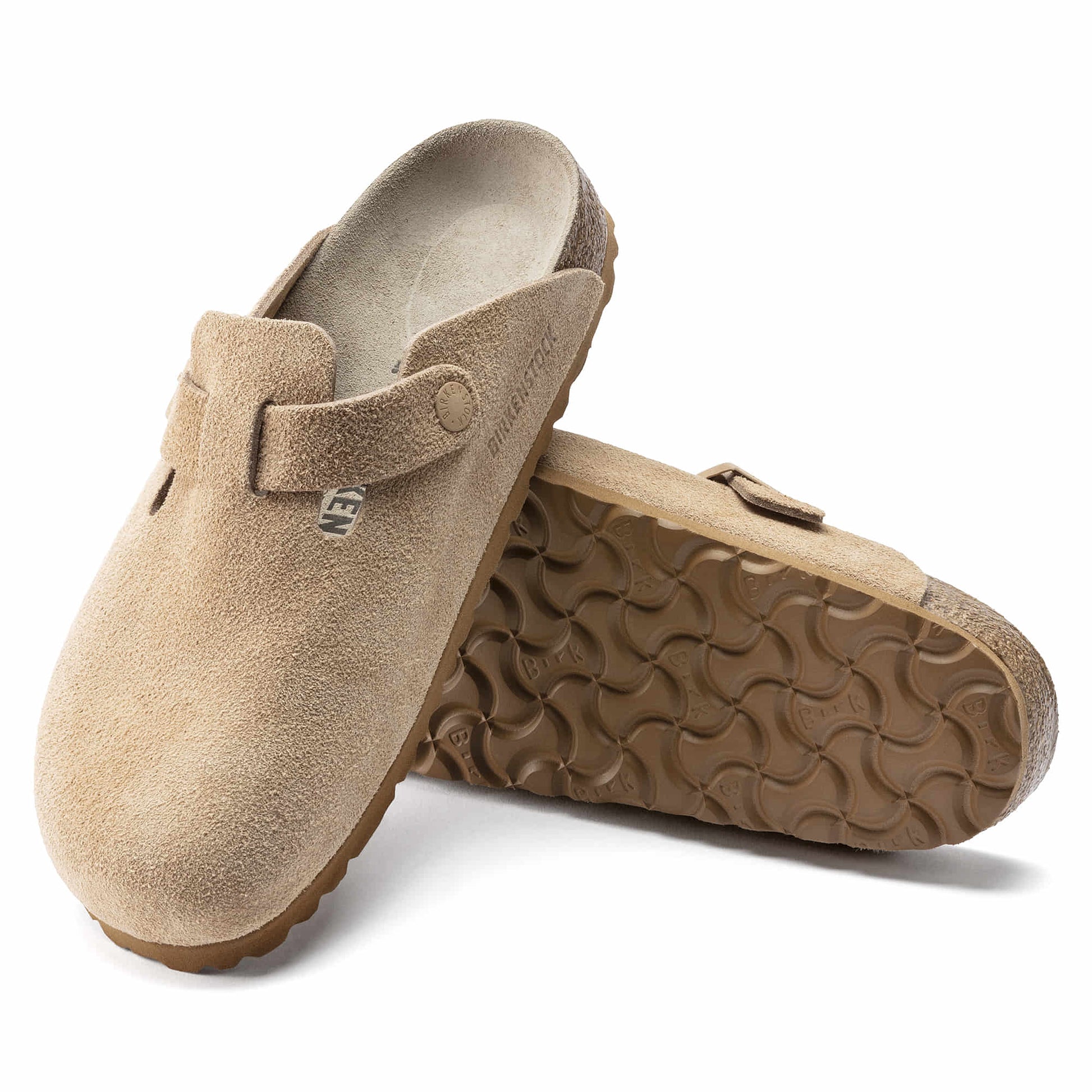 Birkenstock Suede Comfort Clogs in Sandy Beige