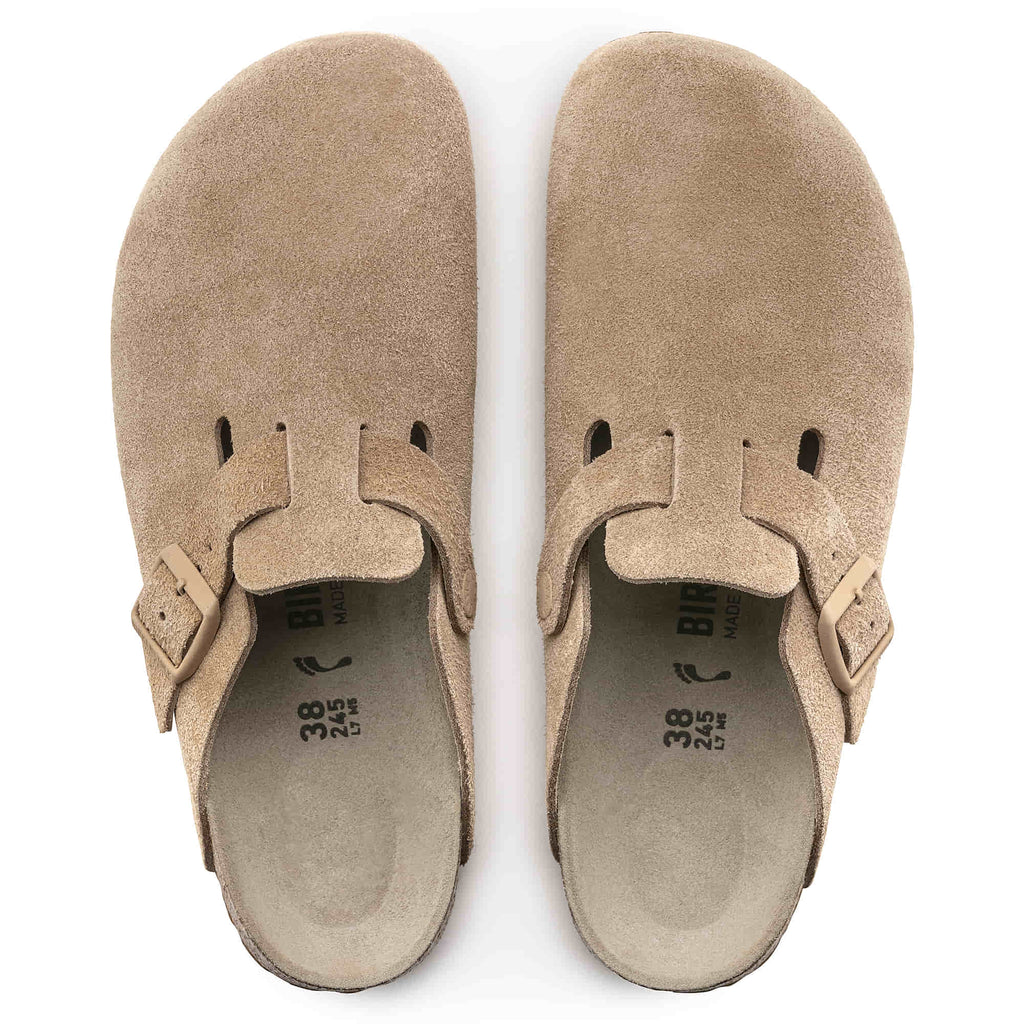 Birkenstock Suede Comfort Clogs in Sandy Beige