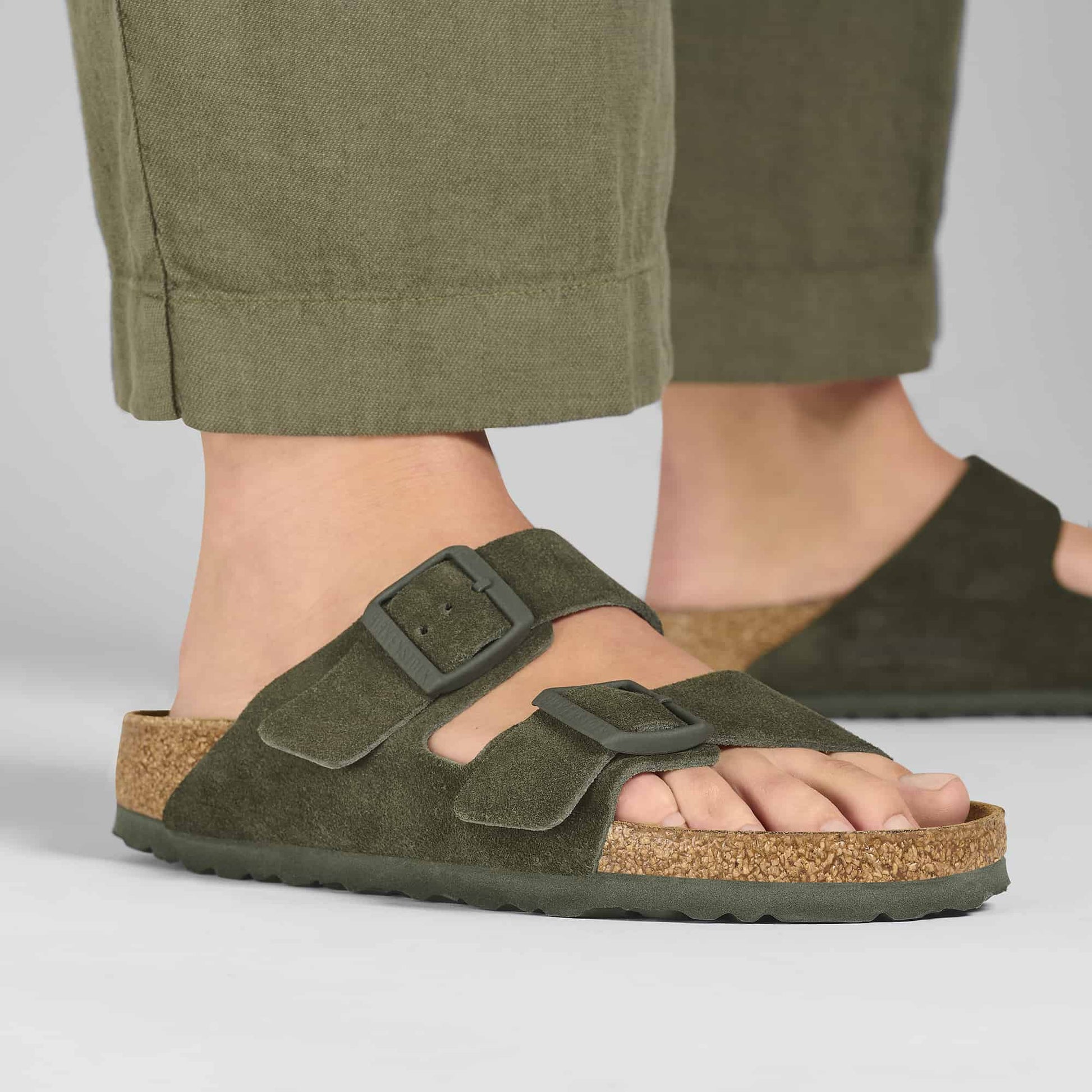 Birkenstock Suede Sandals in Enchanted Olive Green - Comfort Meets Style