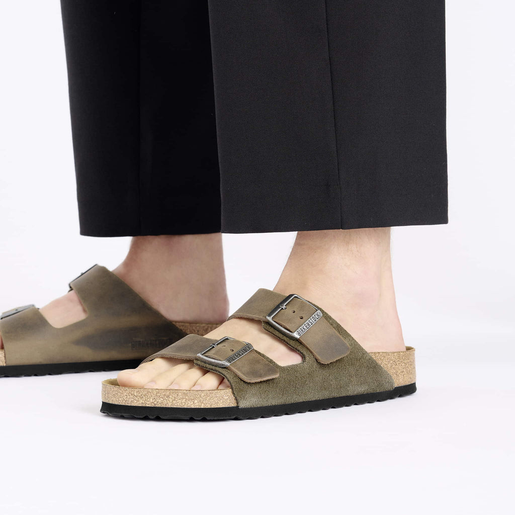 Birkenstock Earthy Olive Suede Double Buckle Sandals