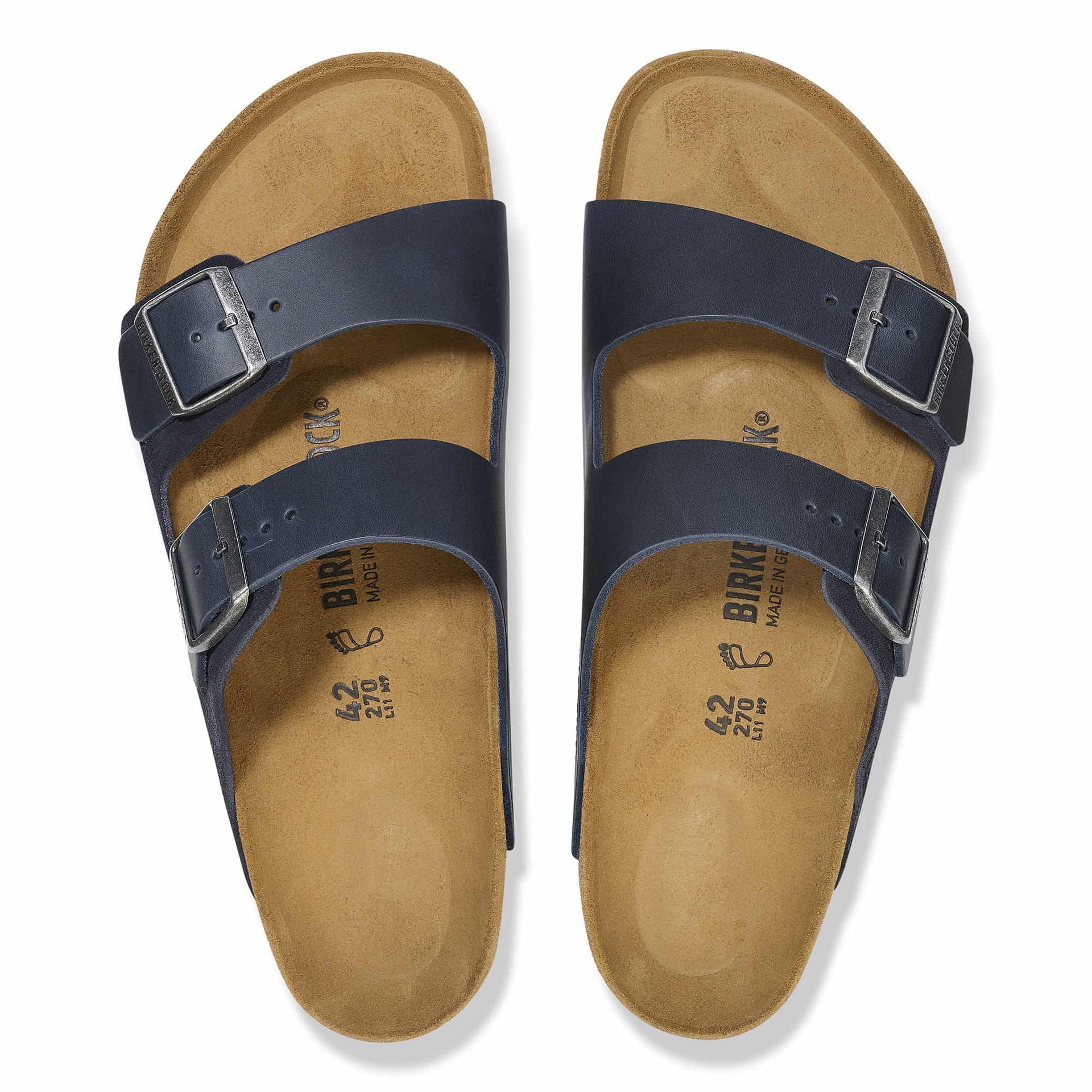 BIRKENSTOCK Midnight Blue Luxe Leather Arizona Sandals