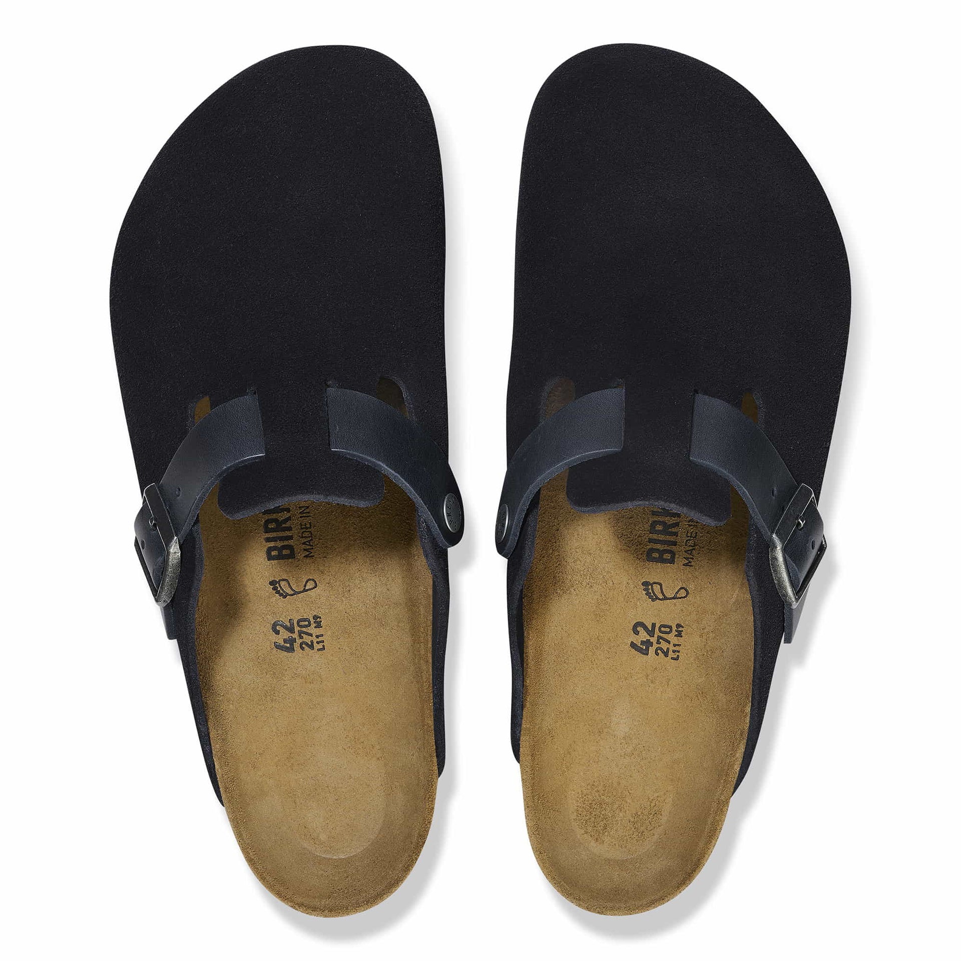 BIRKENSTOCK Midnight Onyx Soft Footbed Suede Clogs