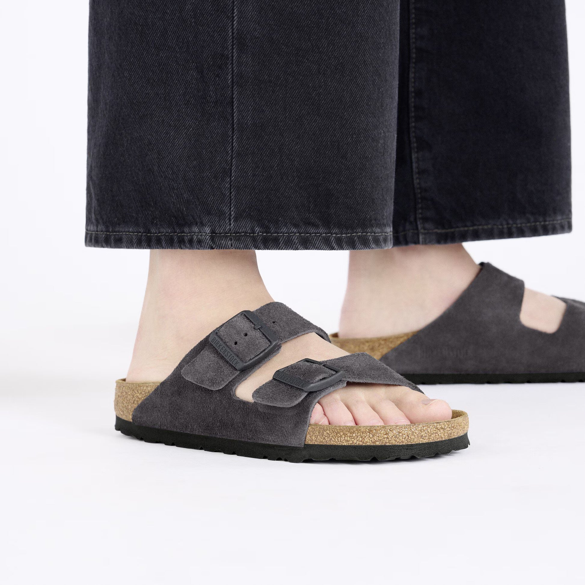 Birkenstock Arizona Suede Charcoal Sandals