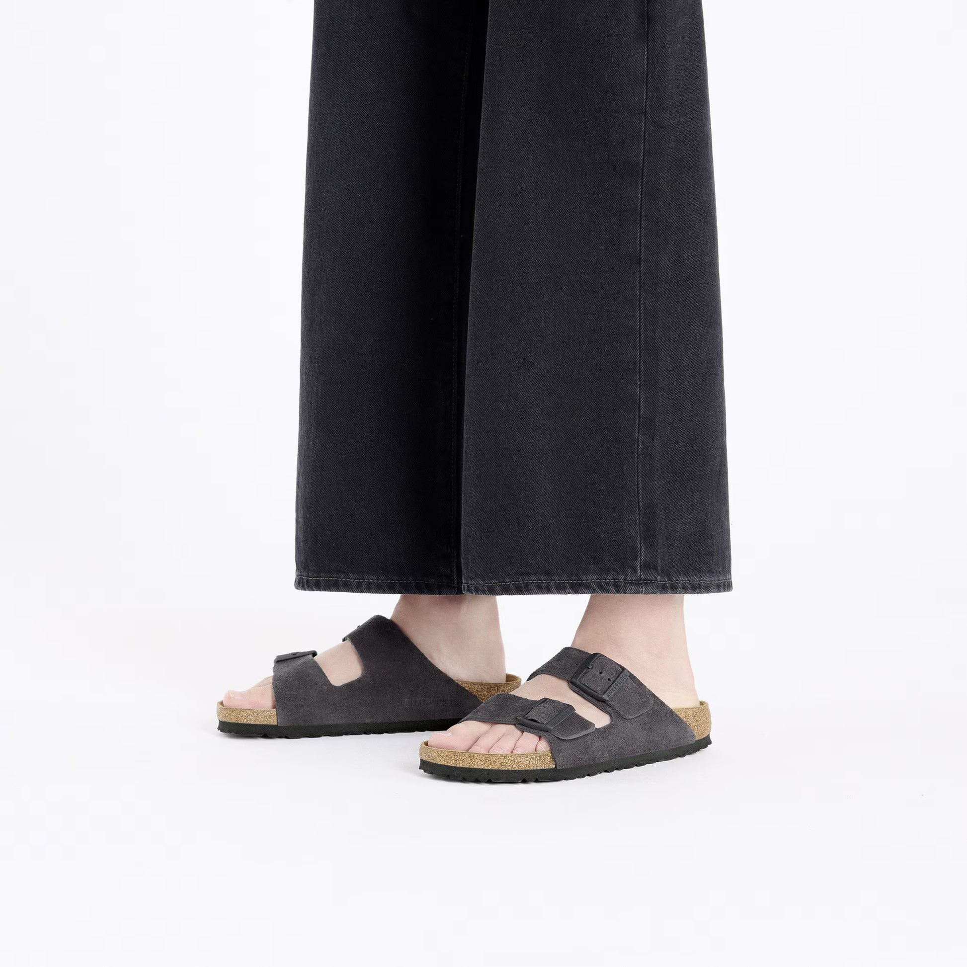 Birkenstock Arizona Suede Charcoal Sandals
