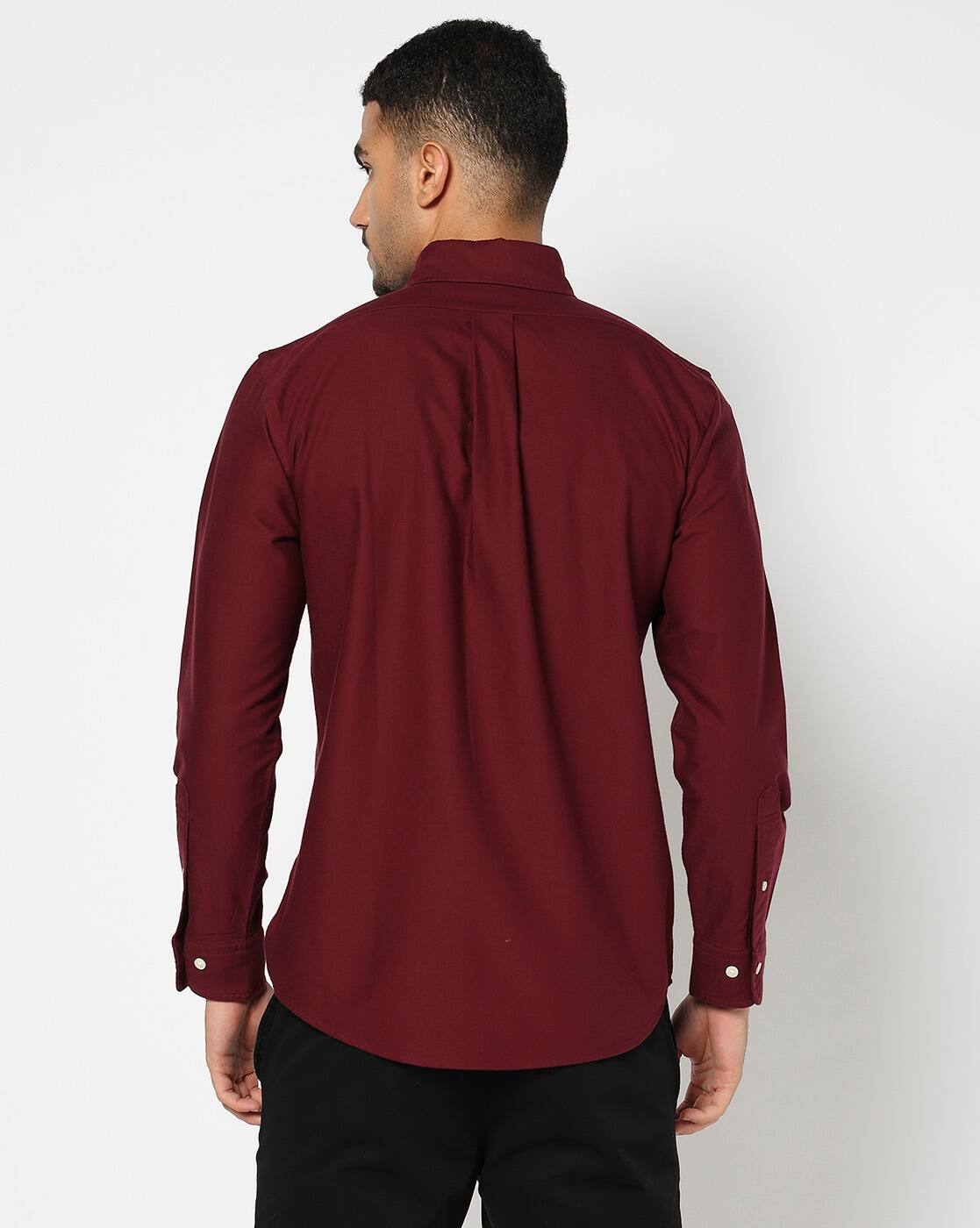 BROOKS BROTHERS Burgundy Oxford Shirt