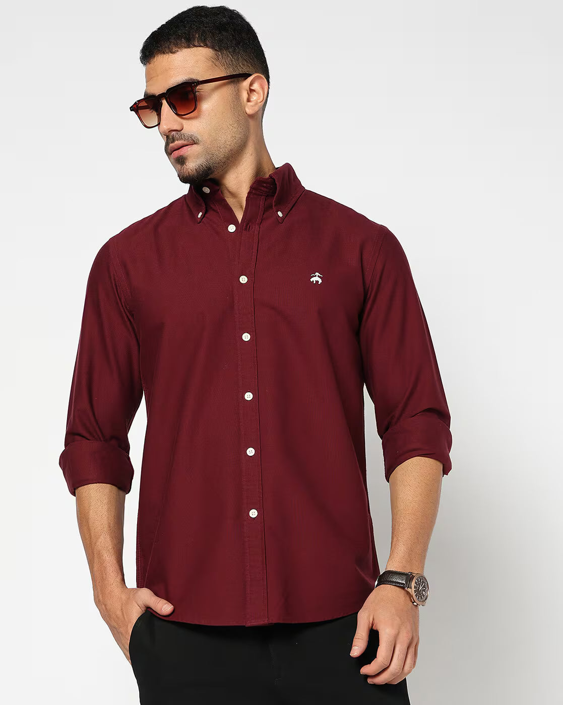 BROOKS BROTHERS Burgundy Oxford Shirt