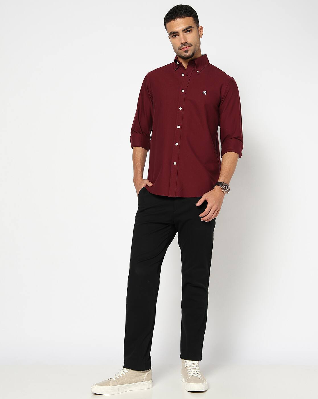 BROOKS BROTHERS Burgundy Oxford Shirt