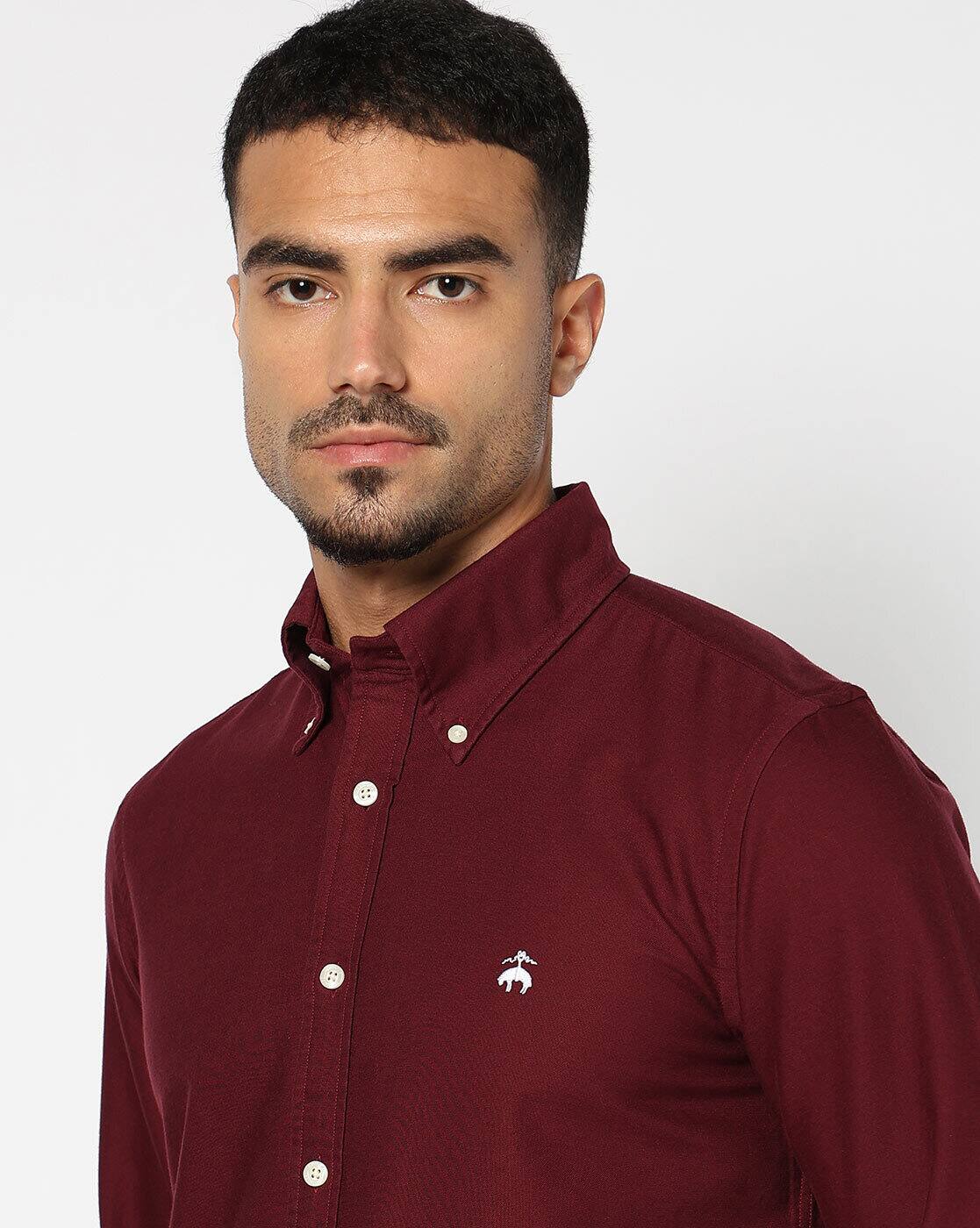 BROOKS BROTHERS Burgundy Oxford Shirt