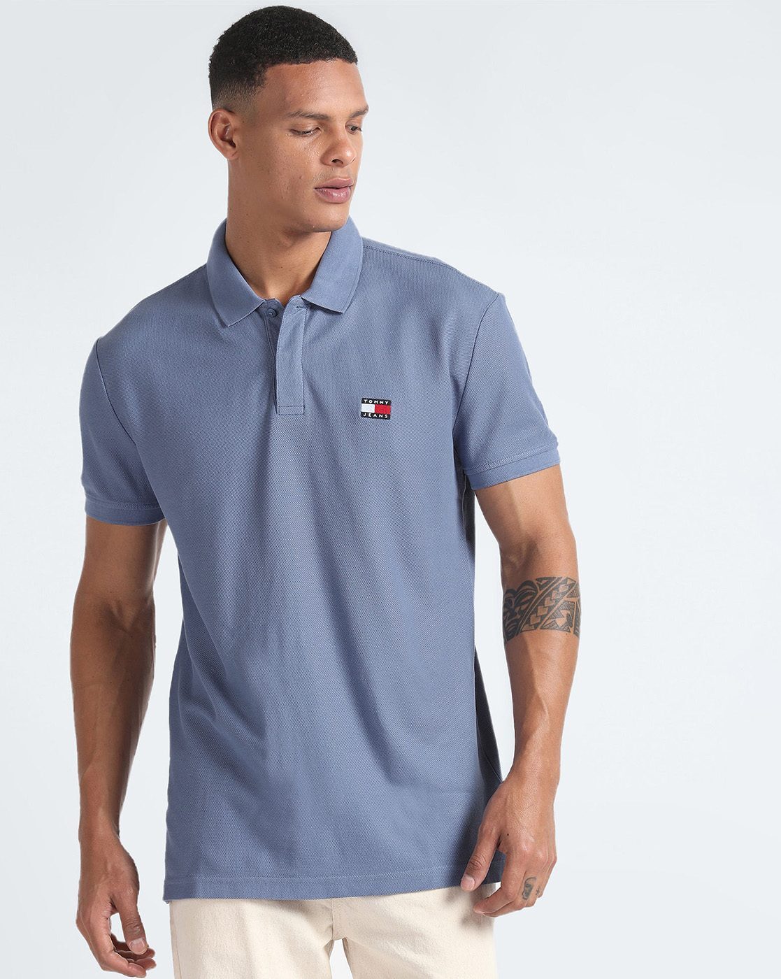 TOMMY JEANS Misty Slate Classic Fit Piqu�� Polo Shirt