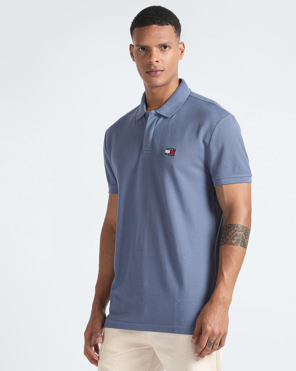 TOMMY JEANS Misty Slate Classic Fit Piqu�� Polo Shirt