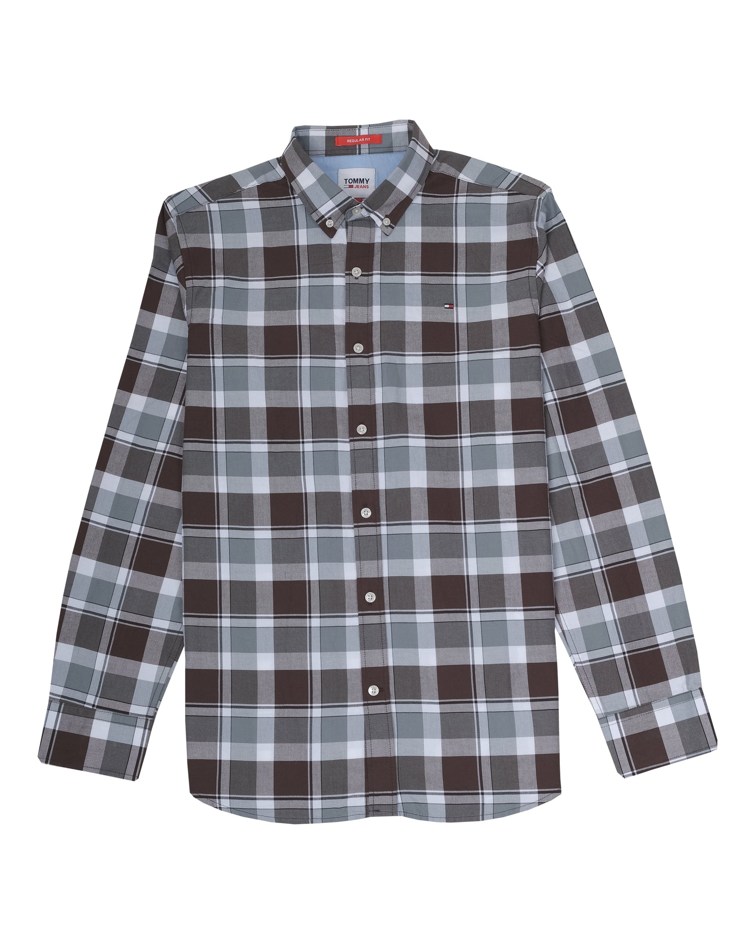 TOMMY HILFIGER Urban Slate Plaid Classic Fit Long Sleeve Button-Down Shirt