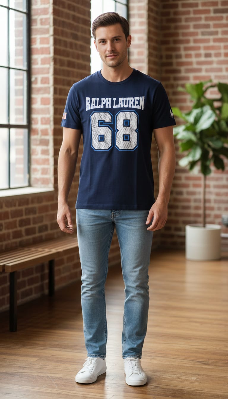 RALPH LAUREN Ethereal Azure Casual Fit Short Sleeve Graphic Tee