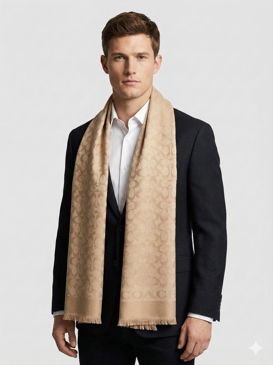 COACH Signature Monogram Cashmere Blend Scarf