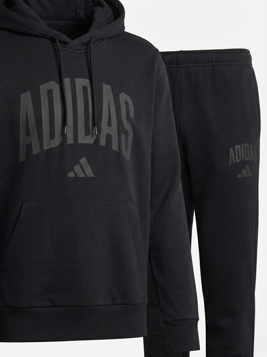ADIDAS Essentials Black Hoodie and Jogger Set