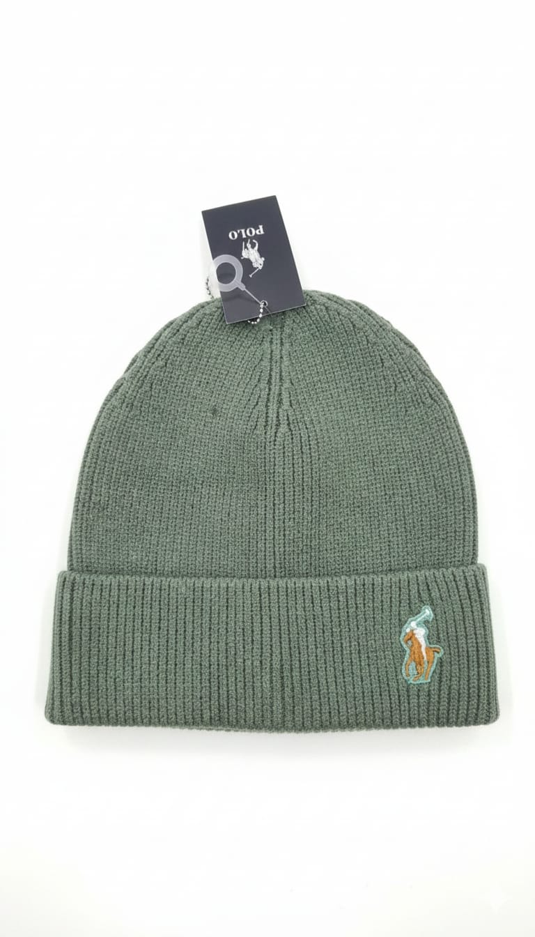 Polo Ralph Lauren Classic Ribbed Knit Beanie in Olive Green