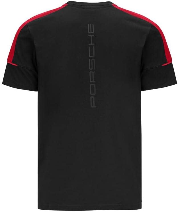 PUMA Onyx Shadow Slim Fit Crew Neck Tee with Crimson Chevron Panels