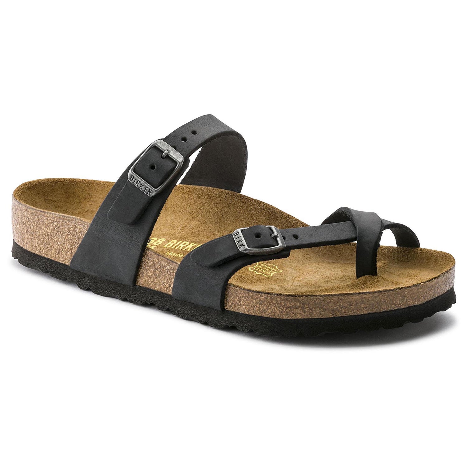 Birkenstock Elegant Black Leather Sandals with Chic Buckles