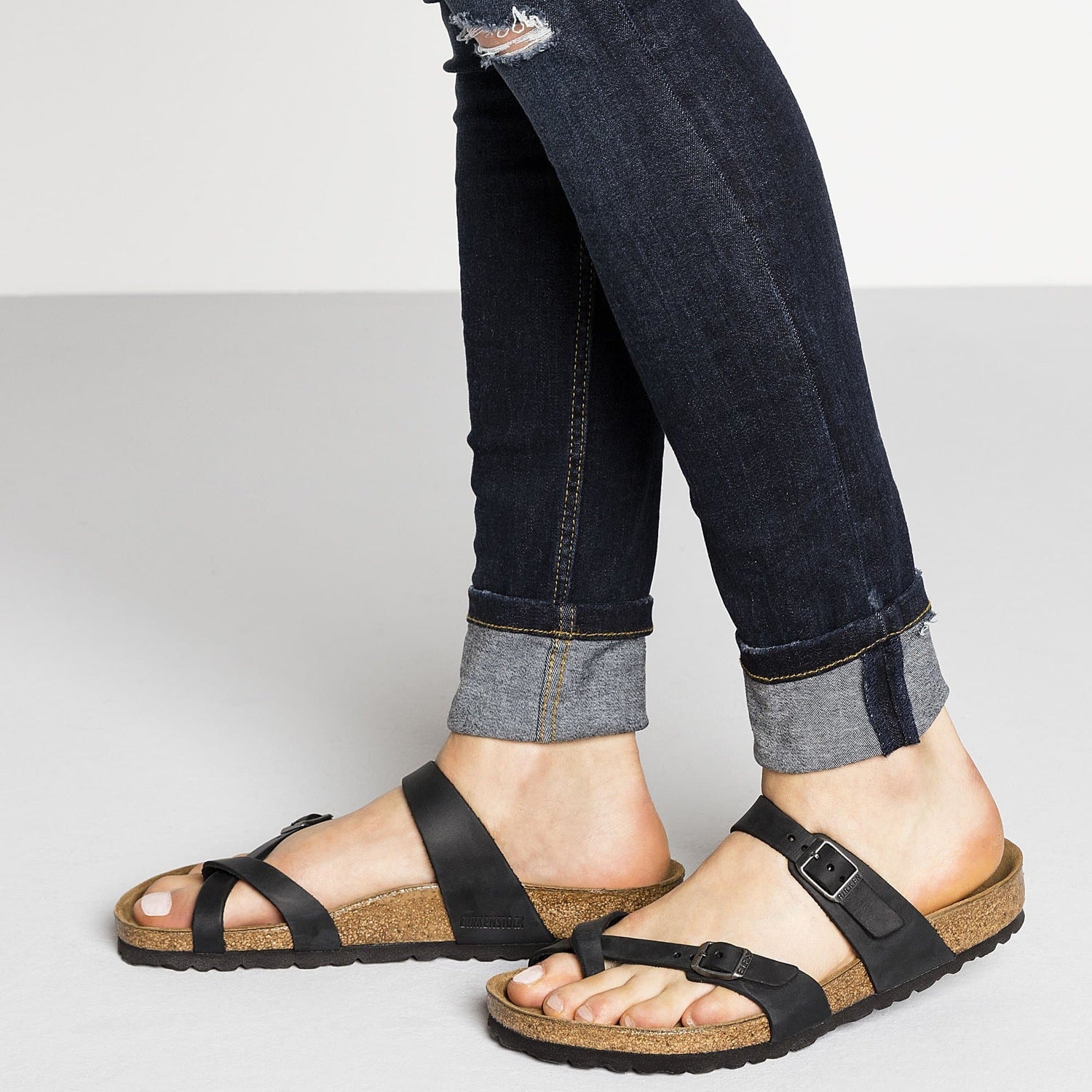 Birkenstock Elegant Black Leather Sandals with Chic Buckles