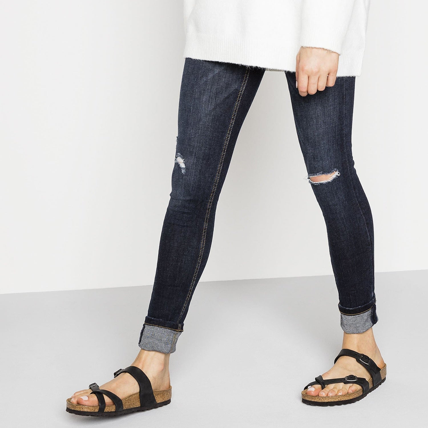 Birkenstock Elegant Black Leather Sandals with Chic Buckles