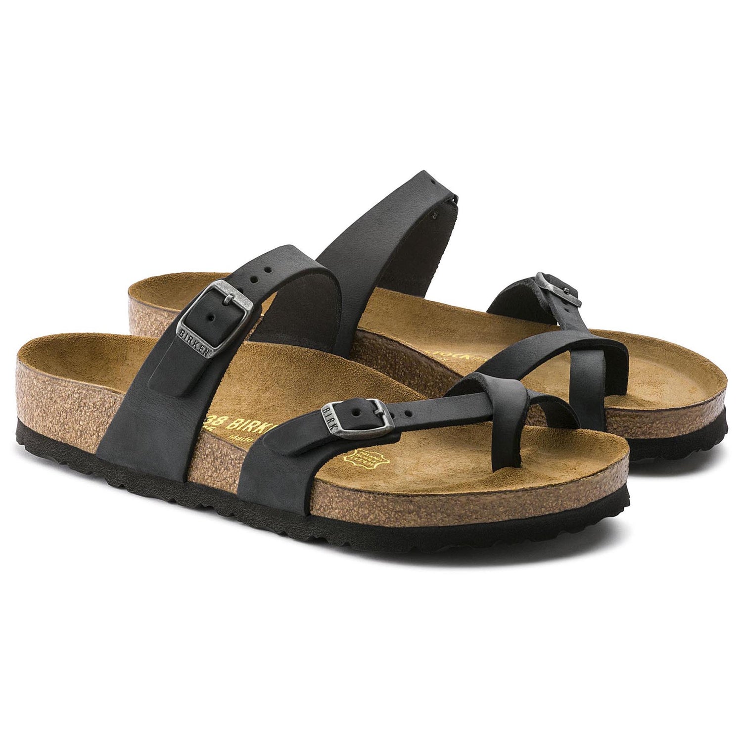 Birkenstock Elegant Black Leather Sandals with Chic Buckles