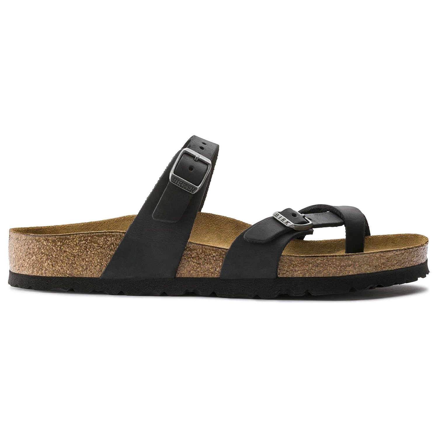 Birkenstock Elegant Black Leather Sandals with Chic Buckles