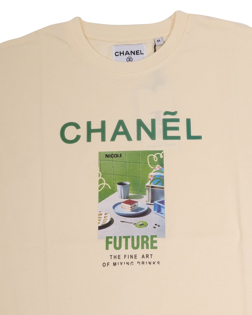 CHANEL Creamy Vanilla Oversized Short Sleeve Graphic Tee