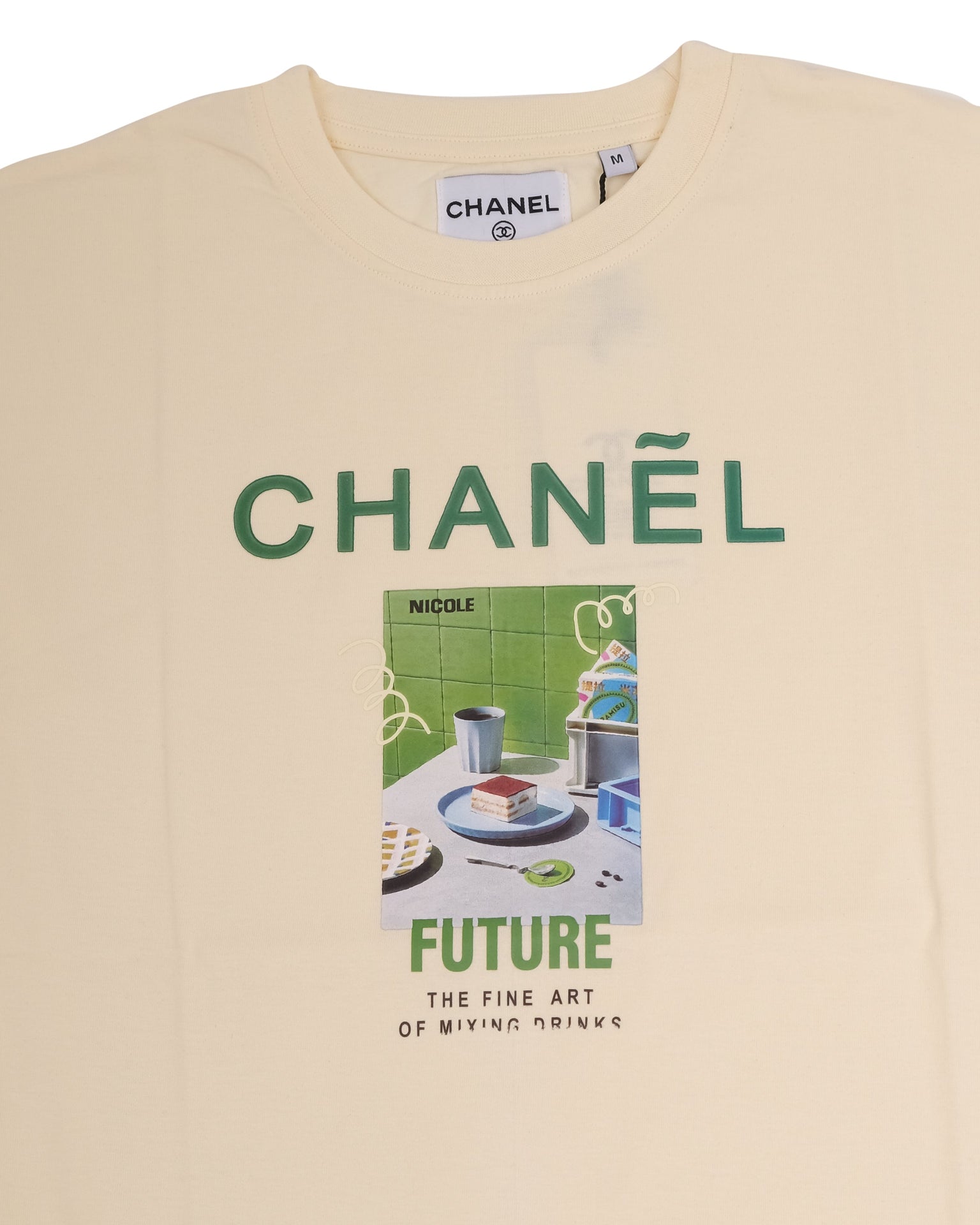 CHANEL Creamy Vanilla Oversized Short Sleeve Graphic Tee