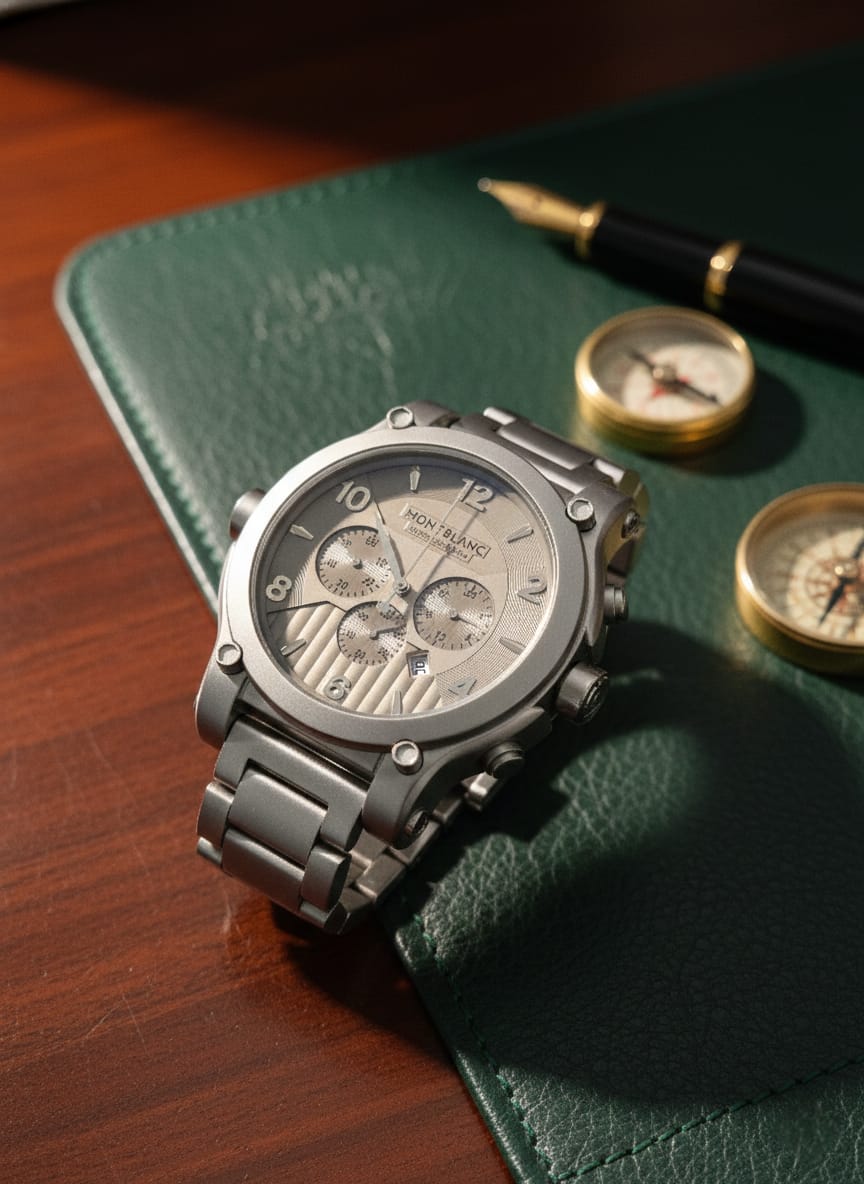 MONTBLANC Celestial Silver Chronograph Stainless Steel Watch  (IMPORTED)