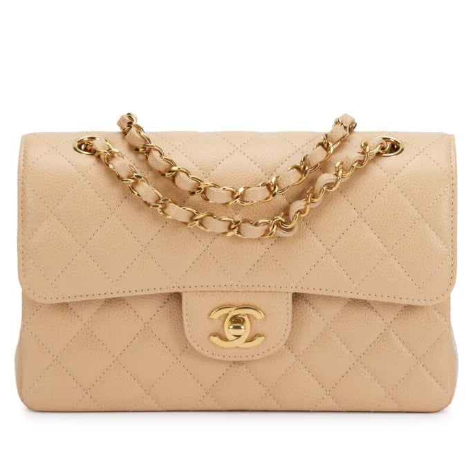 CHANEL Soft Pearl Luxe Quilted Flap Bag with Gilded Chain