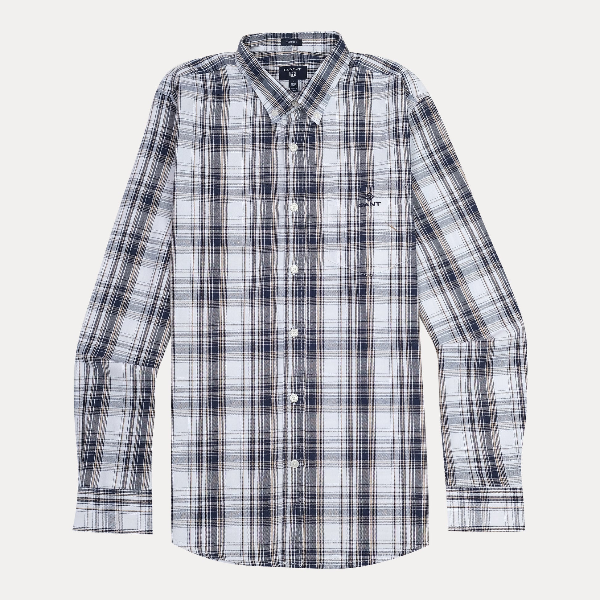 GANT Timeless Tartan Button-Up Shirt in Nautical Navy & Cloud White