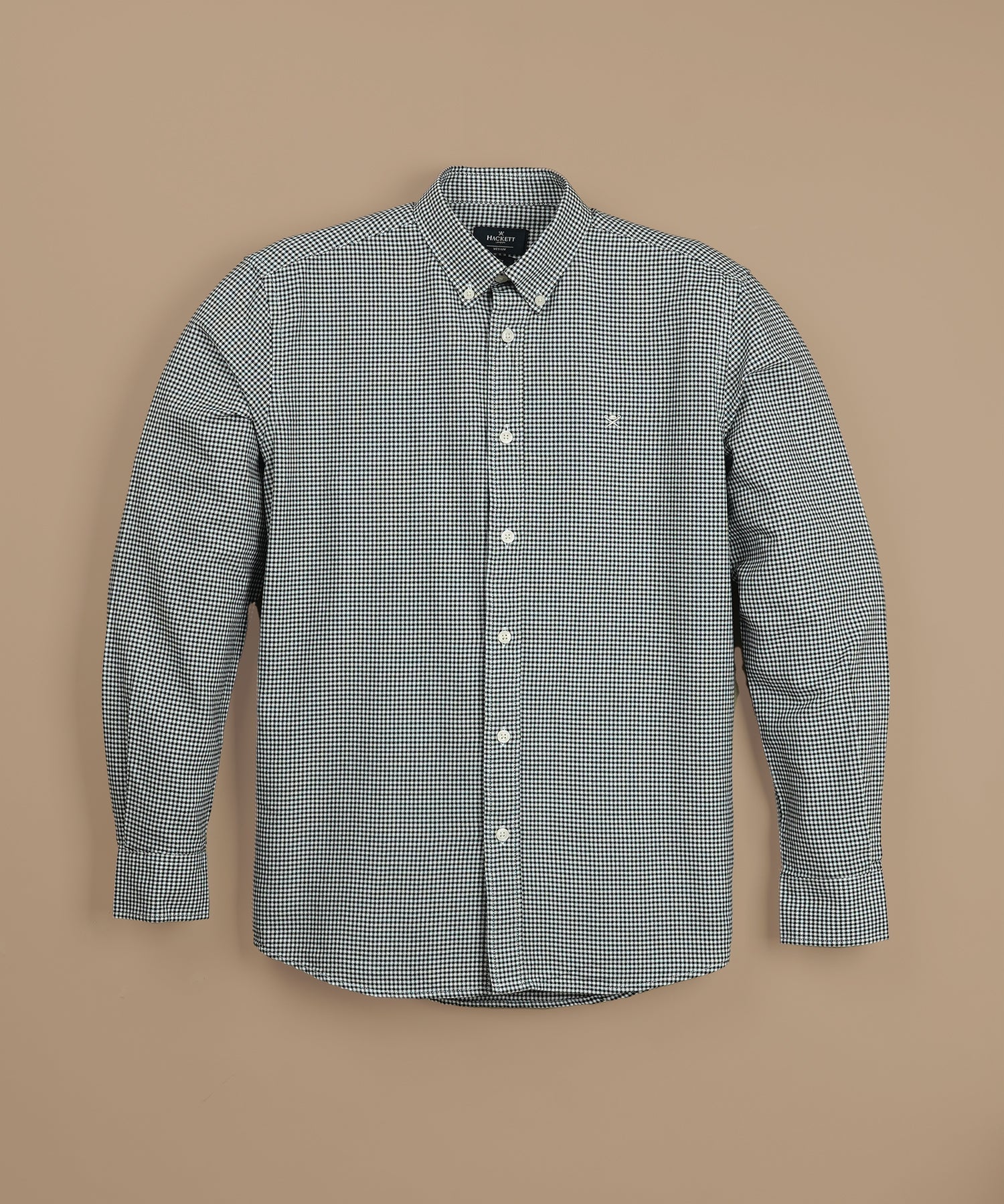 HACKETT Midnight Slate Tailored Fit Long Sleeve Gingham Shirt