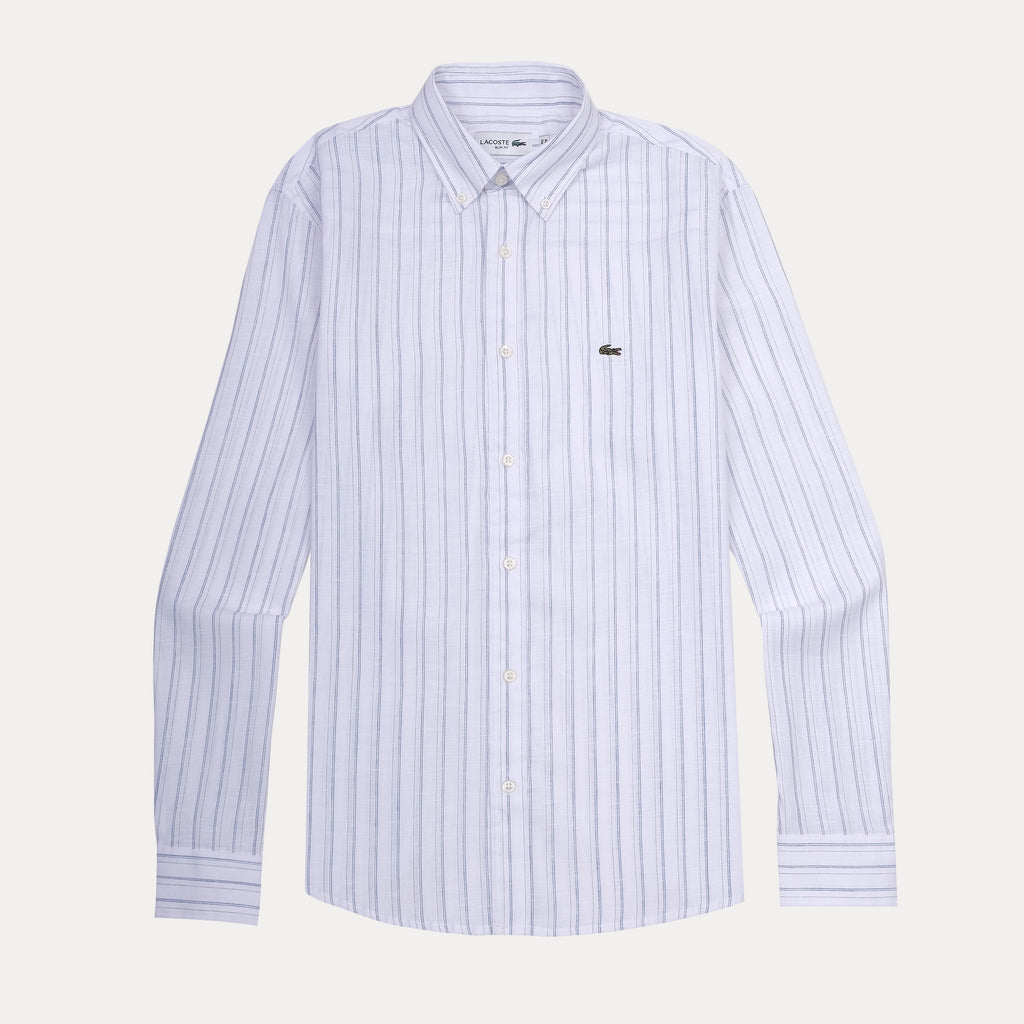 Lacoste Slim Fit Striped Elegance Shirt in Whispering Blue
