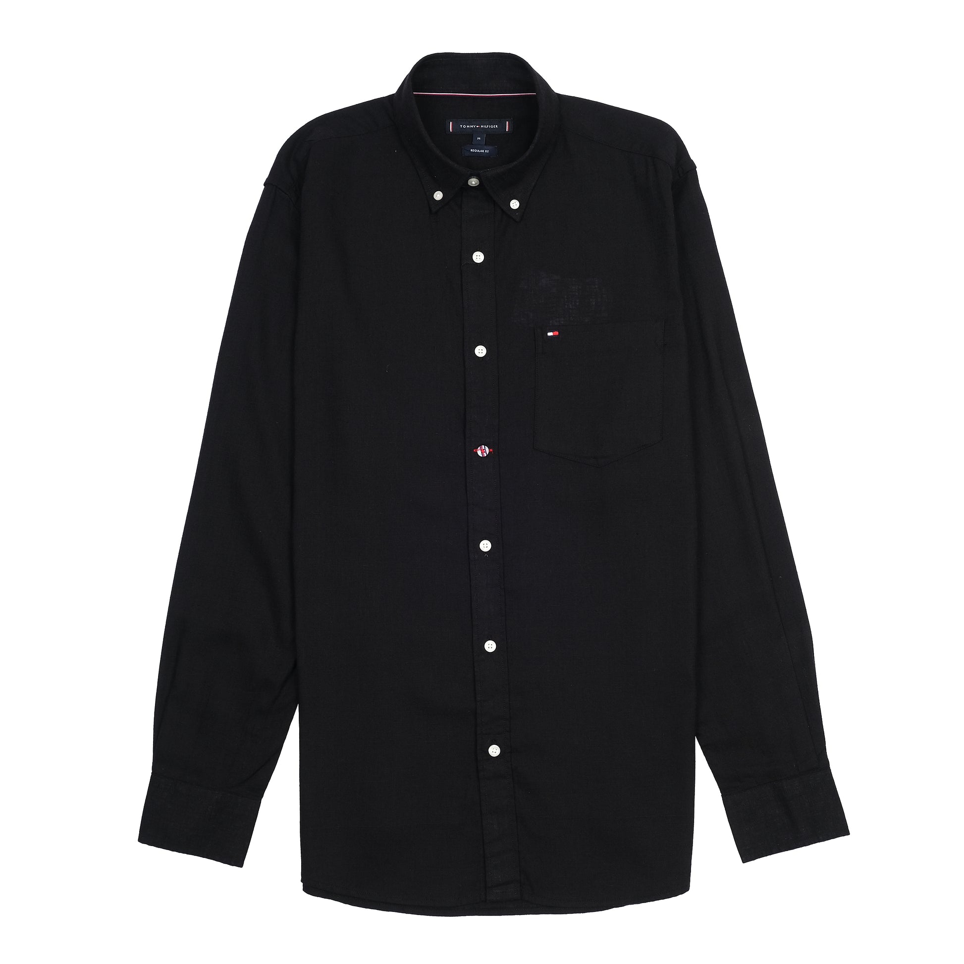 Tommy Hilfiger Classic Charcoal Elegance Button-Up Linen Shirt