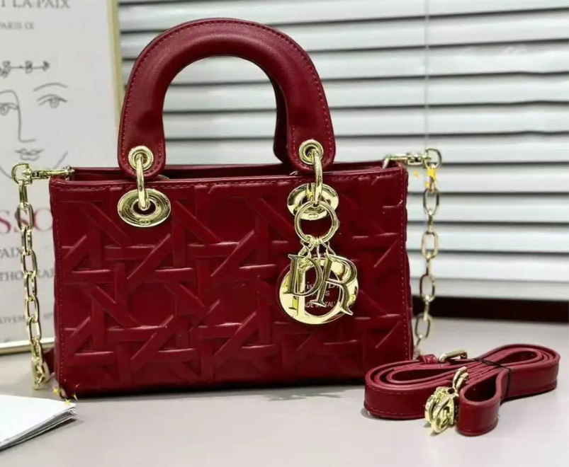 Dior Iconic Monogram Mini Handbag in Burgundy