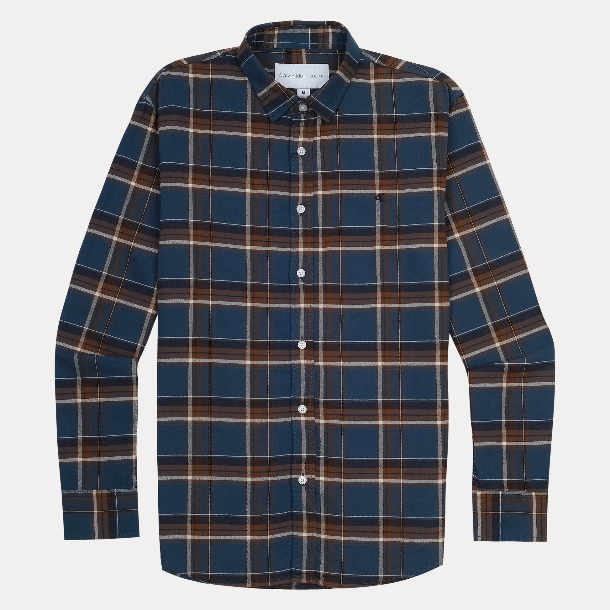 Calvin Klein Jeans Rustic Plaid Charm Shirt in Deep Ocean Blue