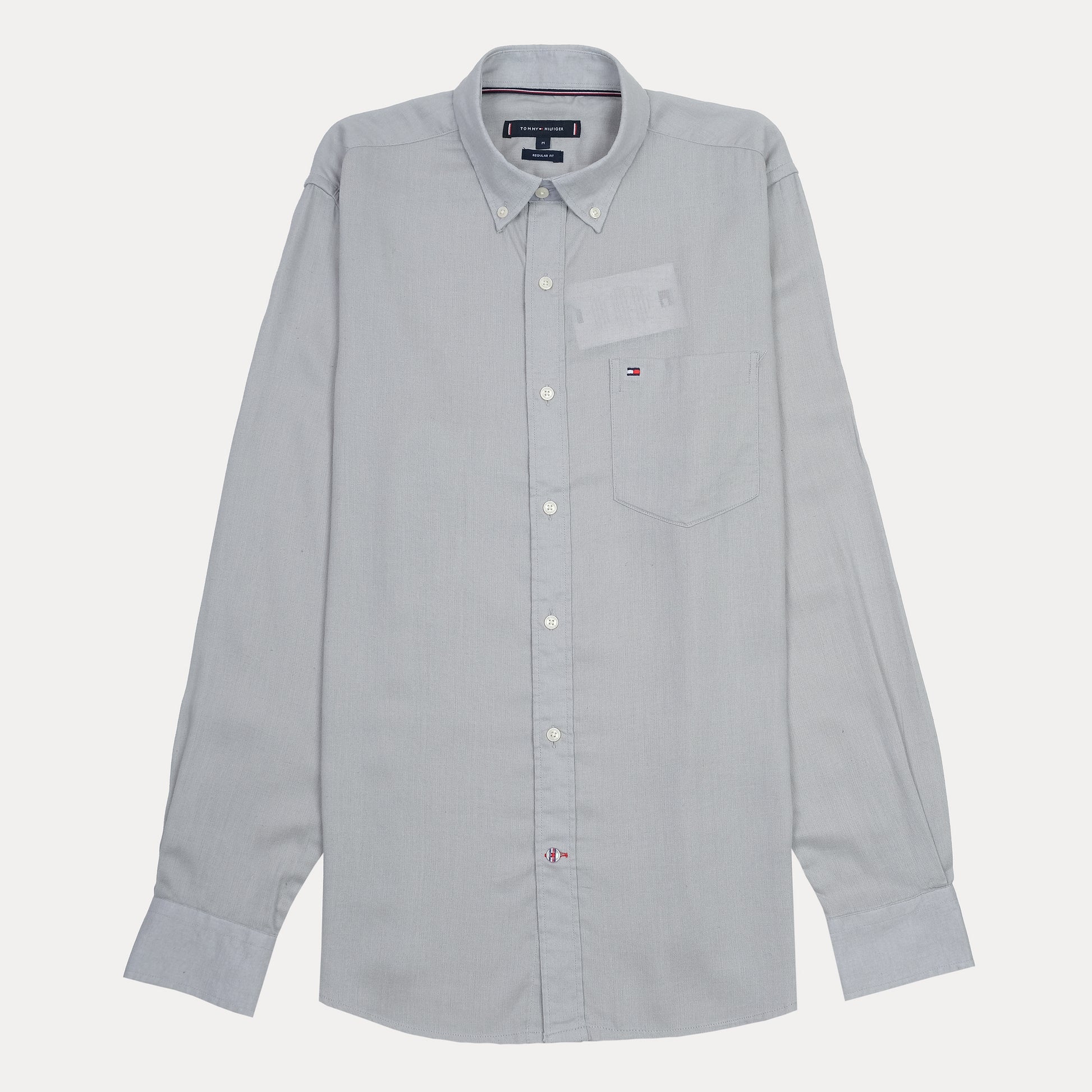 Tommy Hilfiger Elegant Misty Blue Button-Up Linen Shirt