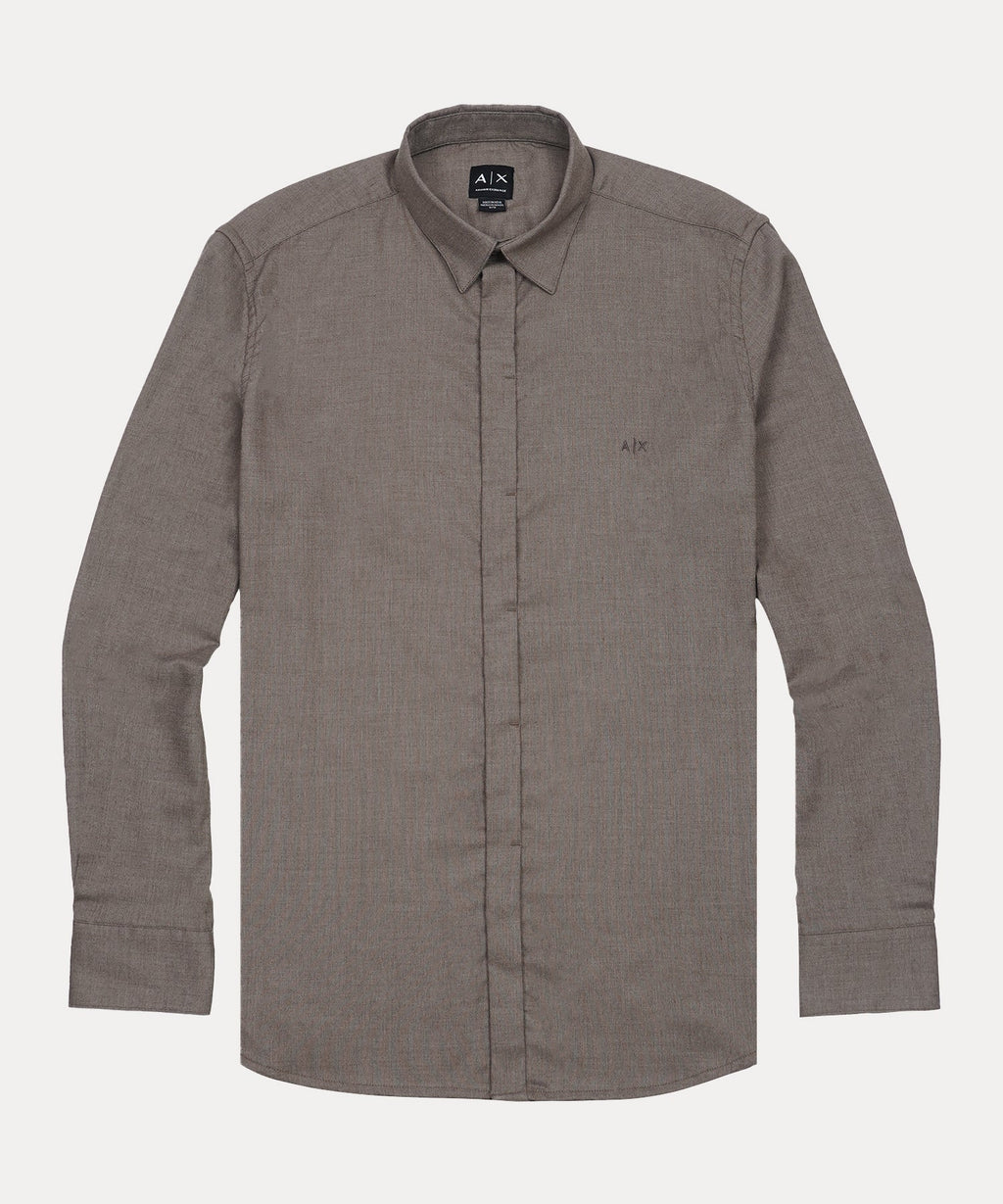 Armani Exchange Effortlessly Chic Button-Up Shirt in Charcoal Whisper