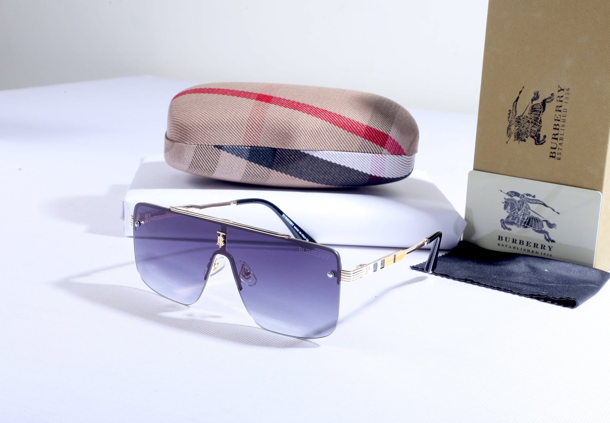 Burberry Oversized Shield Sunglasses with Case