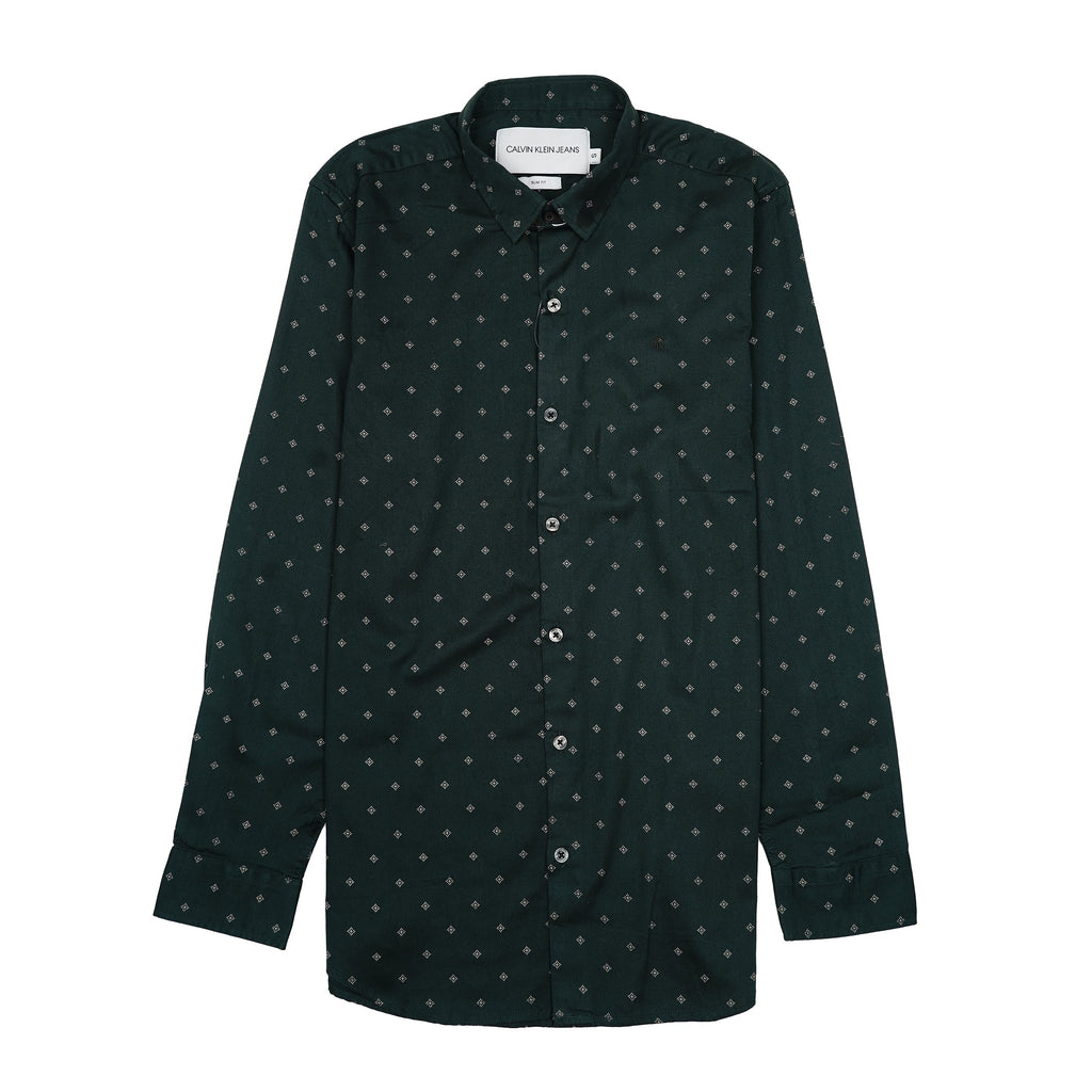 CALVIN KLEIN JEANS Opulent Emerald Slim Fit Long Sleeve Shirt