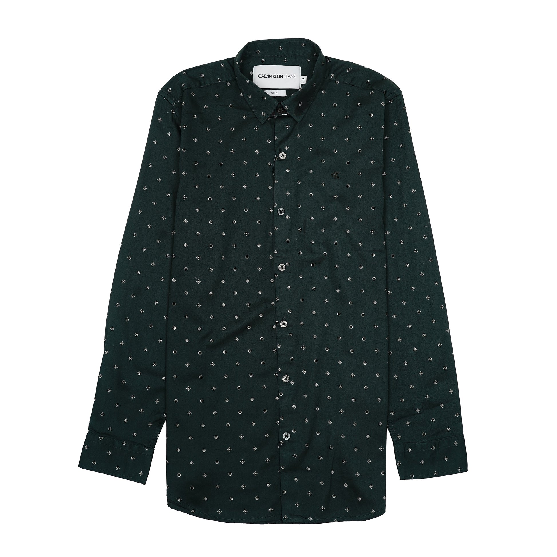 CALVIN KLEIN JEANS Opulent Emerald Slim Fit Long Sleeve Shirt
