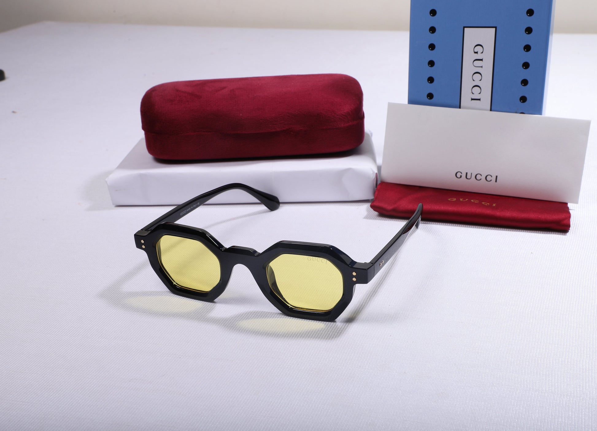 GUCCI Luminous Amber Prism Fit Octagonal Sunglasses