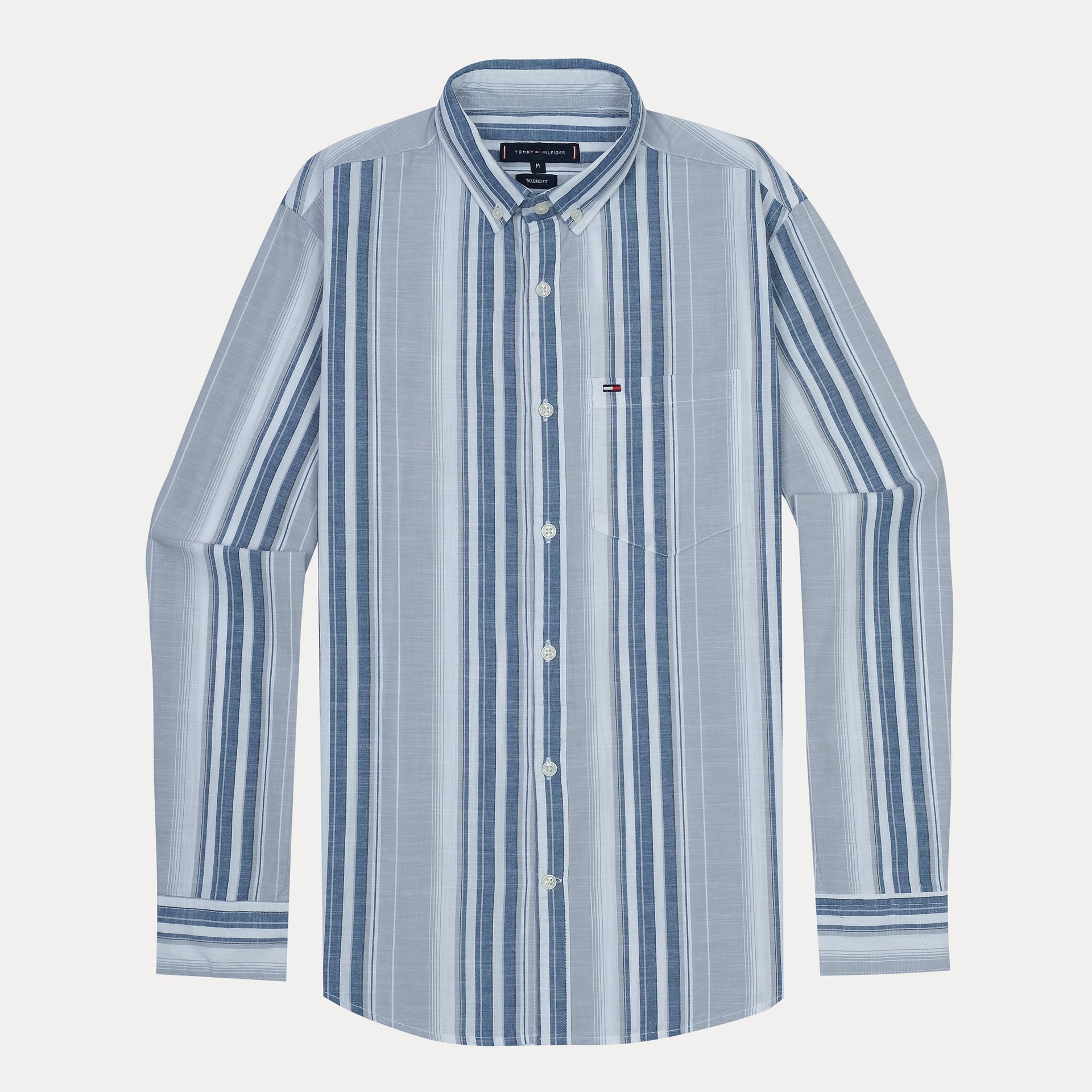 TOMMY HILFIGER Celestial Slate Tailored Fit Long Sleeve Button-Up Shirt