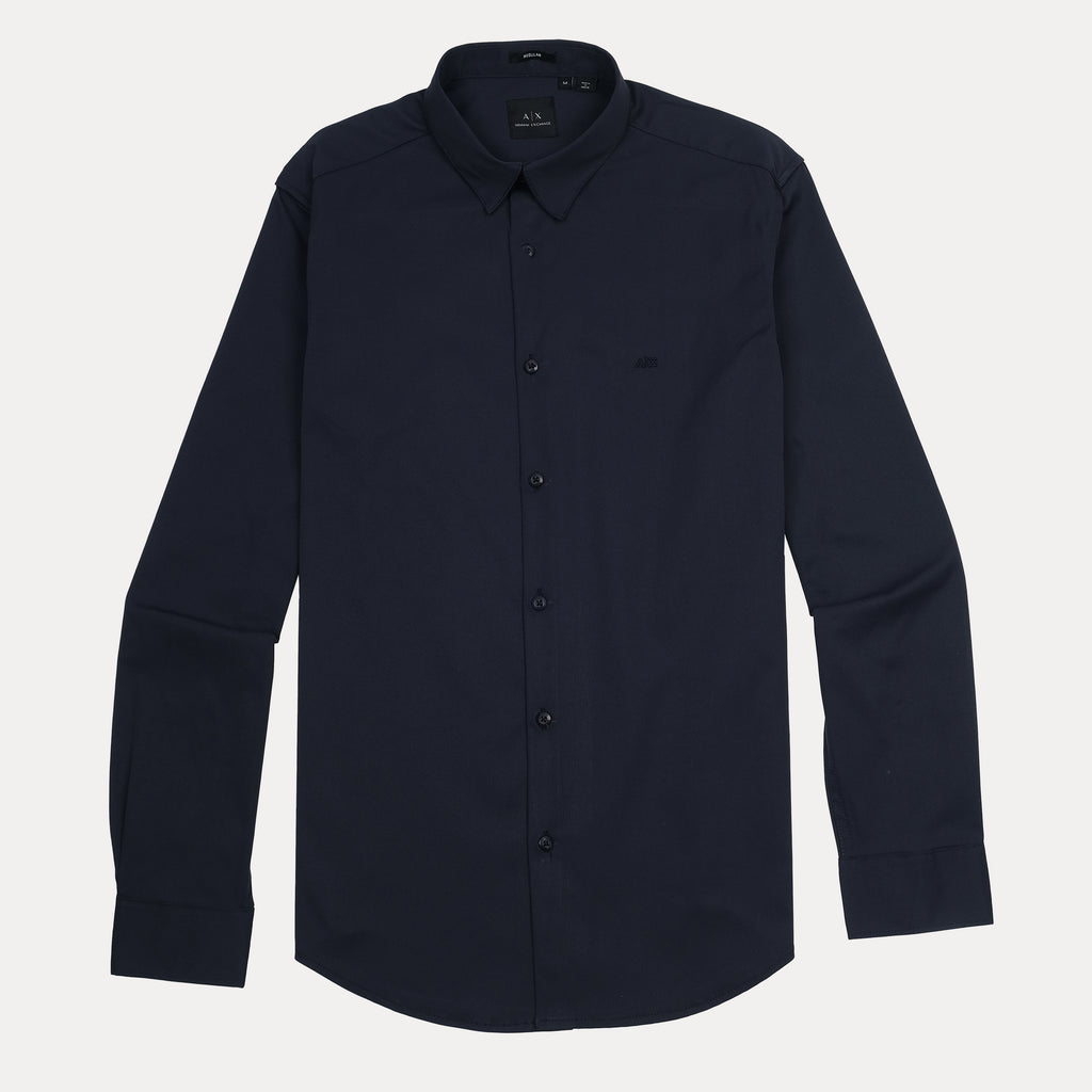 Armani Exchange Elegant Midnight Blue Button-Up Shirt