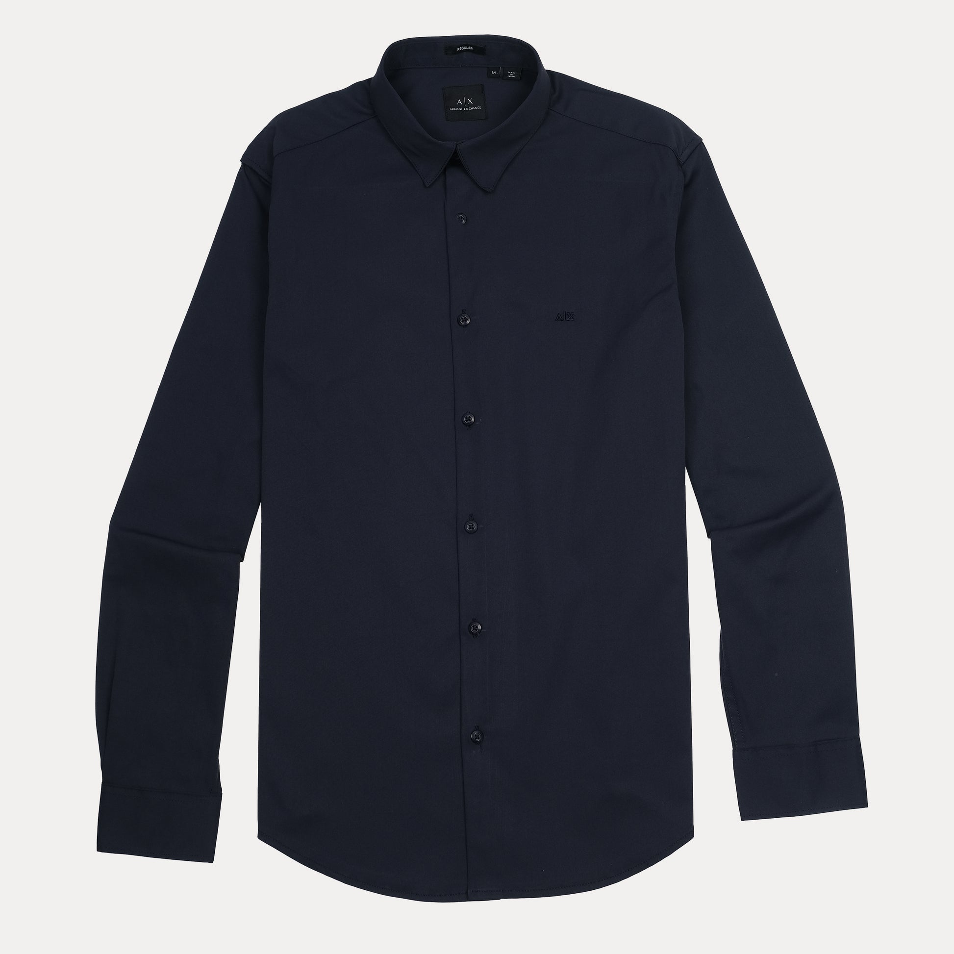 Armani Exchange Elegant Midnight Blue Button-Up Shirt
