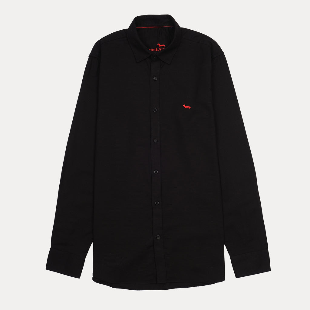 Harmont & Blaine Regular Fit Black Button-Up Shirt with Red Logo