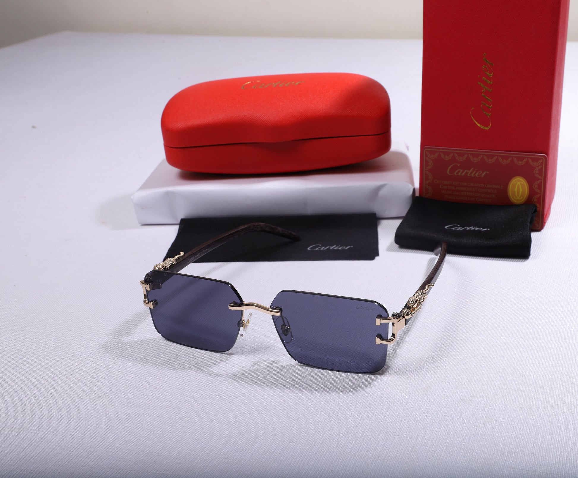 Cartier Luxe Hexagonal Sunglasses with Gold Accents