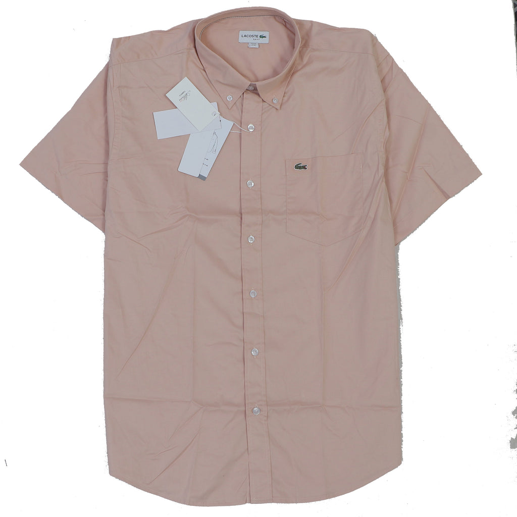 LACOSTE Blush Dawn Effortless Fit Short Sleeve Button-Up Shirt