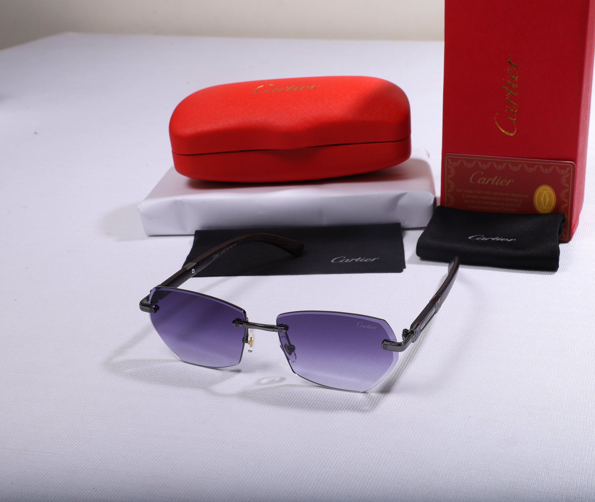 Cartier Luxe Square Sunglasses with Gradient Lenses